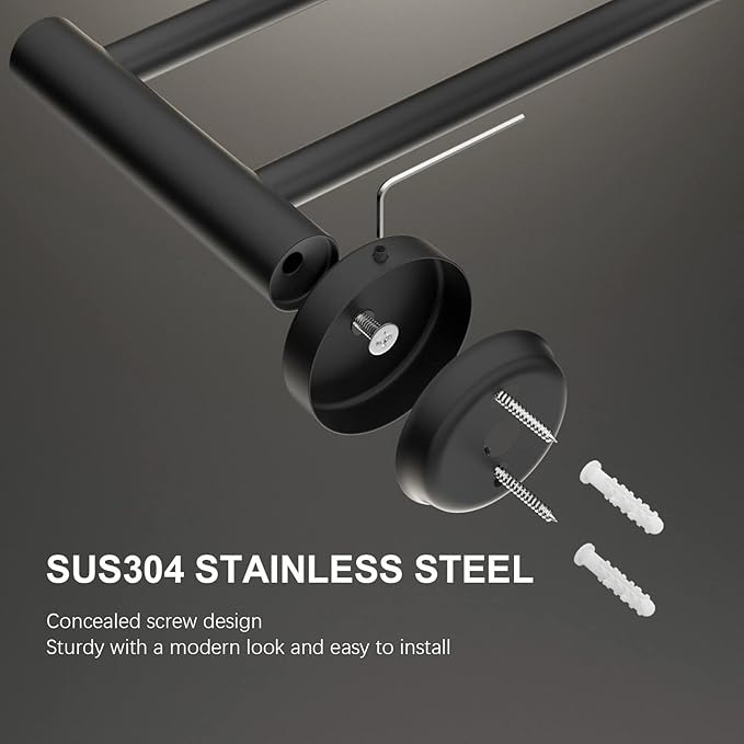 Adjustable 16 to 27.6 Inch Double Towel Bar SUS304 Stainless 1" Diameter