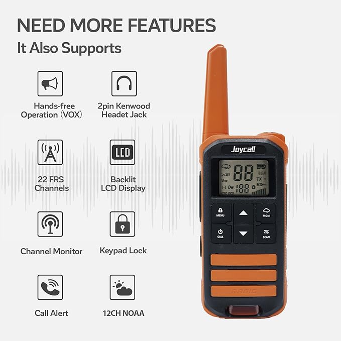 Long Range Walkie Talkies for Adult with NOAA 22 Modifiable &1400mAh Li-ion