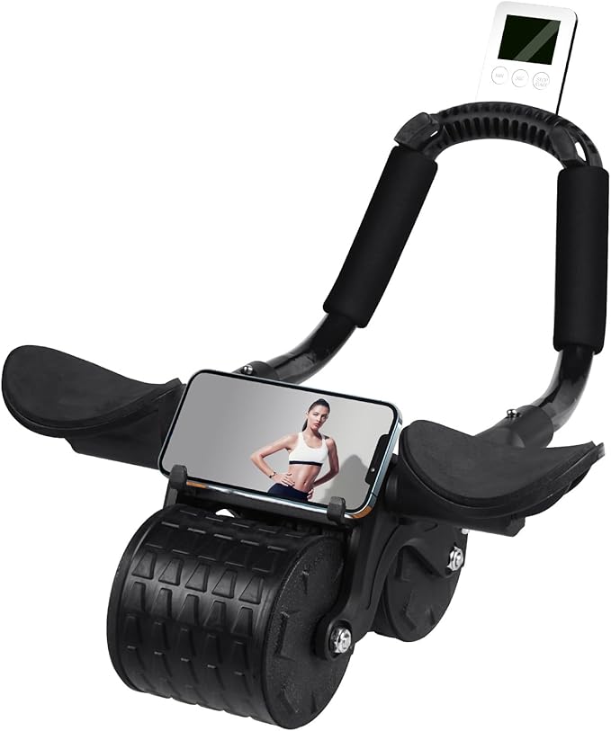 Ab Roller Wheel,with Timer Automatic Rebound Abdominal Wheel,Elbow Support Abs Roller Wheel Core Exercise Equipment