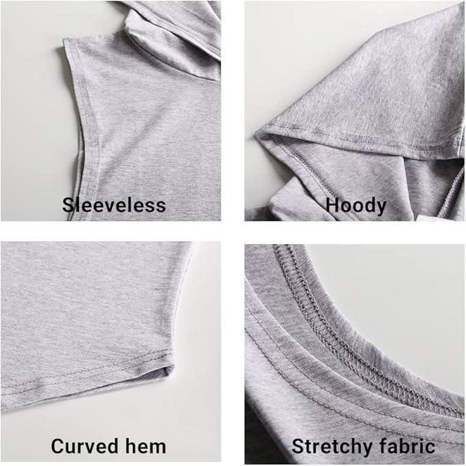 Men's Workout Bodybuilding Hoodies Tshirt Athletic Training Tank Tops Cotton Gym Hooded Top Cut Off Sleeveless Muscle T-Shirt