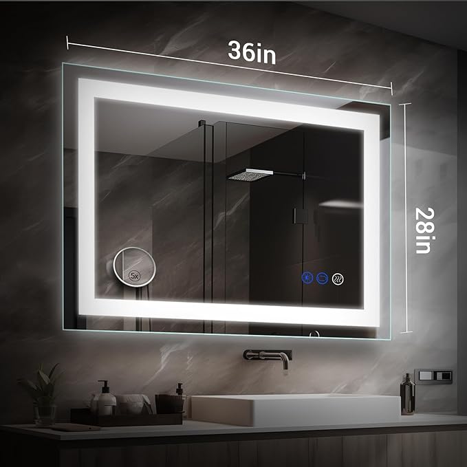 36x28In LED Bathroom Mirror with Lights Mirror