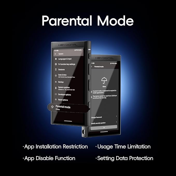 HiBy Digital M300 Android MP3 Player with Bluetooth and WiFi Streaming Player Android 13 Snapdragon 665 HiFi Audio (PCM/DSD) FM Radio Speaker Touchscreen 128GB + 2TB Expandable Storage