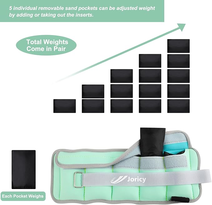 Adjustable Ankle Weights for Women Men Kids 1/2/3/4/5/6/8/10/12/20 1 Pair