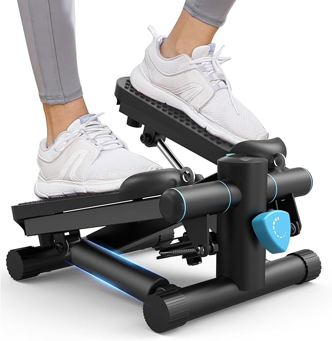 Mini Steppers for Exercise at Home, Stair Stepper Machine with Resistance Bands, 330 lbs Capacity, and LCD Monitor for Home Workout, Full Body Cardio and Walking