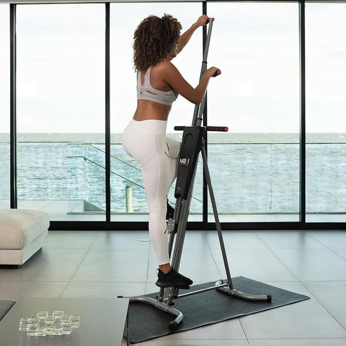 MaxiClimber 2.0 Vertical Climber ERS (Elastic Resistance System) - Easy to Assemble, Folding Exercise Machine Combines Cardio & Strength Training for a Low Impact, Full Body Workout - Free Fitness App