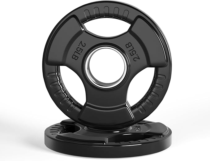 LIONSCOOL 2-Inch Rubber Olympic Grip Weight Plates (2.5-45LB), One