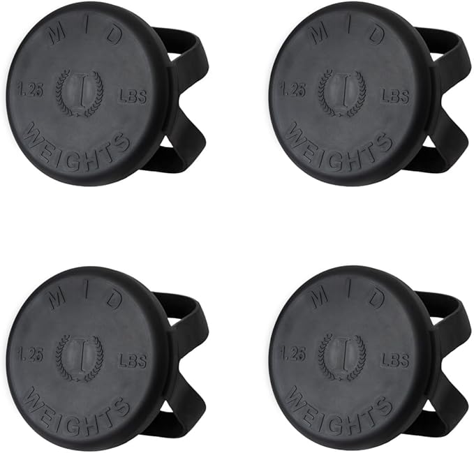 Mid Weights Silicone Microweights For Round or Hex Dumbbells, 1.25 lb. Add On Weight For Dumbbells, Fractional Weights To Add 1.25 or 2.5 lbs, 4 pcs.
