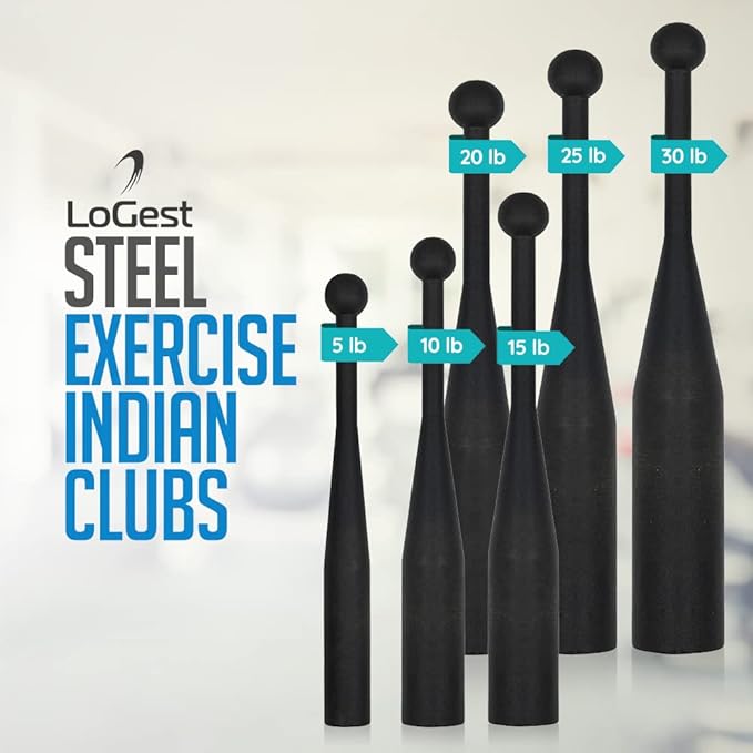 Logest Steel Mace Exercise Club - Heavy Duty 5 10 10 15 15 20 20 25 25 30 30 Pounds