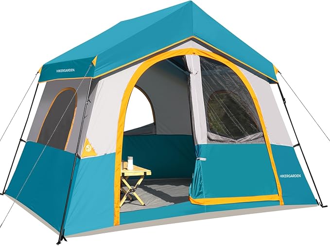 HIKERGARDEN 8 Person Camping Tent - Portable Family Traveling-12'x9'x80in(H)