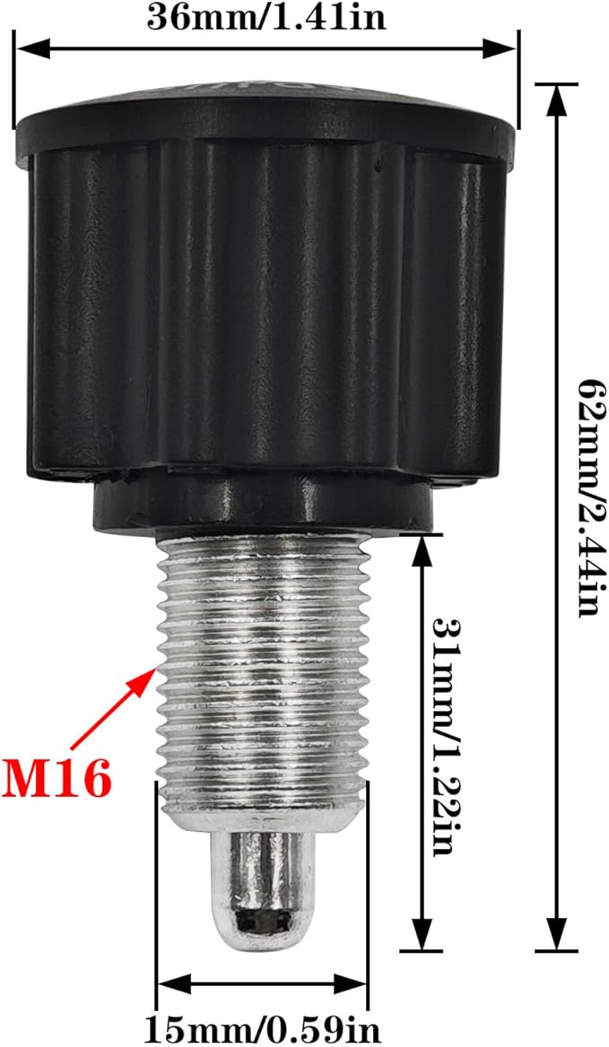 2 PCS M16 Pop Pull Pin Knob Pull Pin Spring Knob for Fitness Equipment, Bicycle Equipment Exercise Bike Replacement Parts, Black
