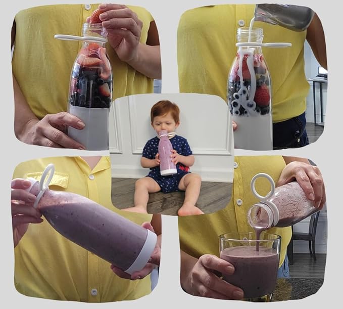 LUMAC - Portable Blender for Smoothies - Licuadora Portatil - 14oz Mini Blender for Shakes and Smoothies - Personal Blender for Shakes and Smoothies - USB Blender Portable - Shaker. (Purple), Medium