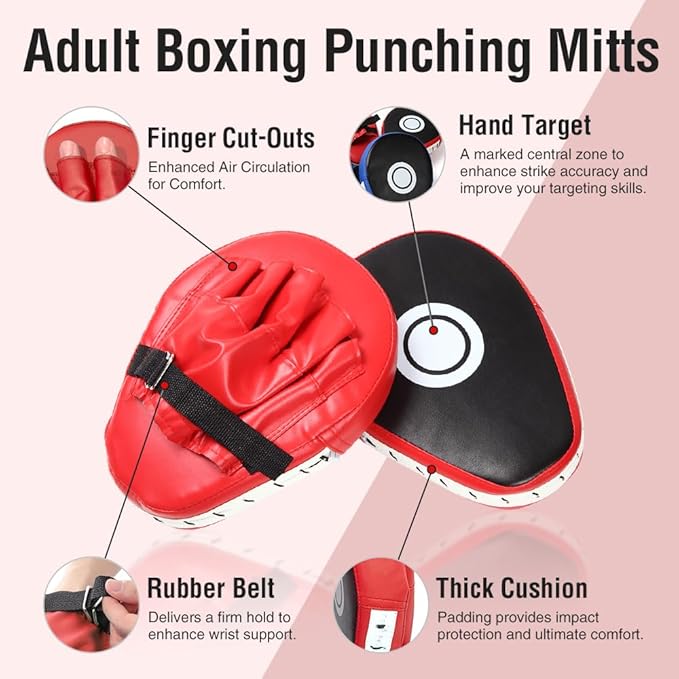 MERCIEL Boxing Gloves and Mitts Set Lightweight Kids Boxing Gloves & Adult Punching Mitts, Includes Storage Bag, One Size Fits Most