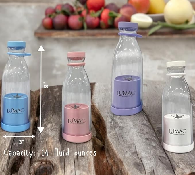 LUMAC - Portable Blender for Smoothies - Licuadora Portatil - 14oz Mini Blender for Shakes and Smoothies - Personal Blender for Shakes and Smoothies - USB Blender Portable - Shaker. (Purple), Medium