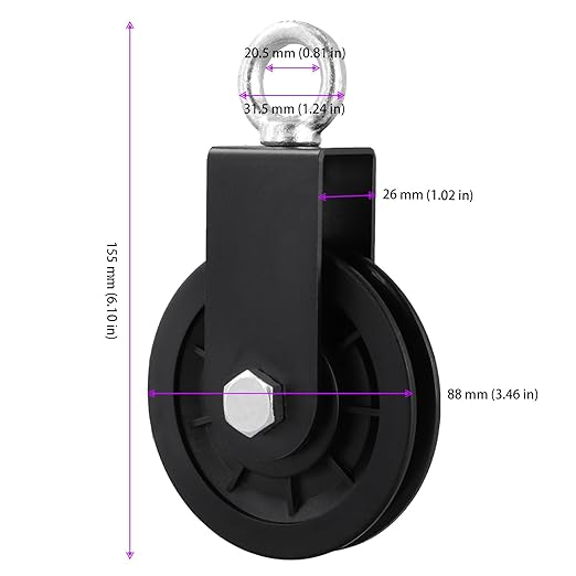 4 Pack 3.5 Inch/90mm Pulley Cable Wheel, 360 Degree Detachable Rotation Traction Wheel, Heavy Duty Fitness Pulley Wheel for Gym Pulley System Equipment,Traction Wire Ropes