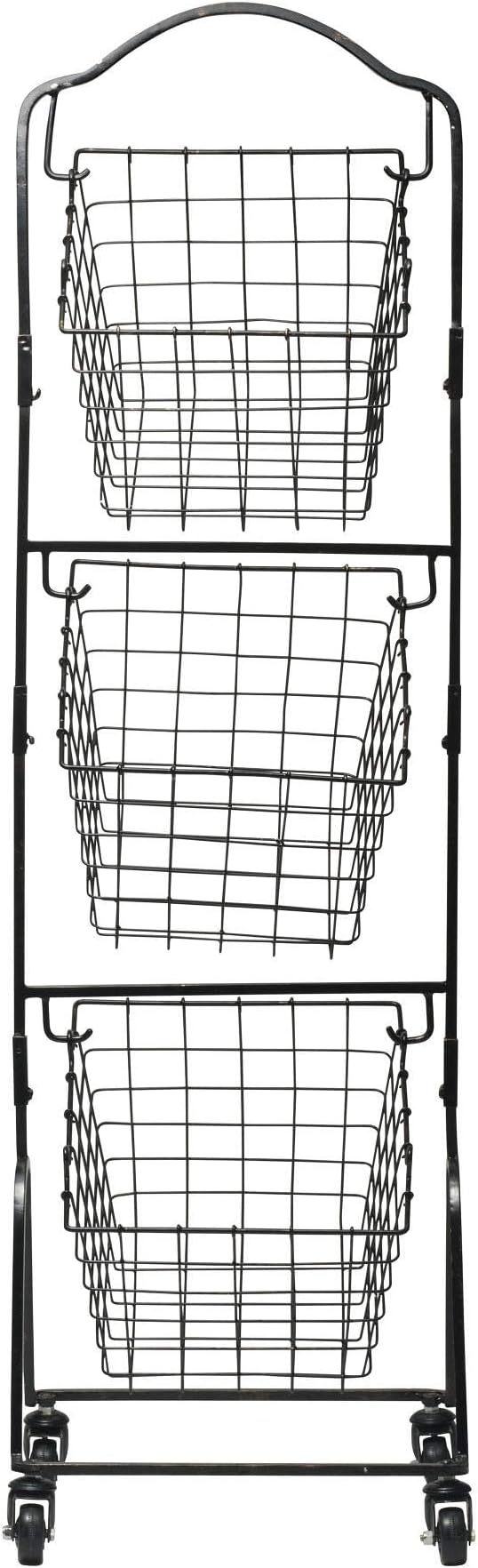 Mikasa Gourmet Basics Rio 3-Tier Rolling Storage Cart for Fruits and Vegetables, 47.75-Inch Metal Stand, Removable Baskets with Wheels, Multi-Tier Produce Organizer - Ideal for Kitchen & Pantry
