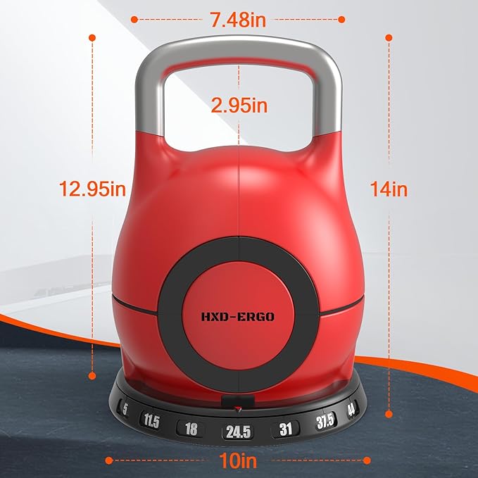 7-in-1 Adjustable Kettlebell, Quick-Adjust Kettlebell for Strength Training, 5-44 LBS Adjustable Weights for Home Gym
