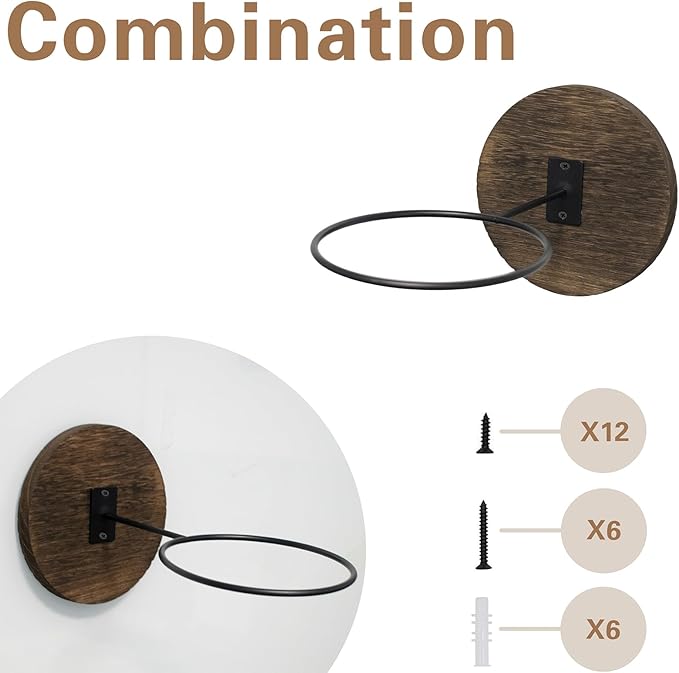 3PCS Ball Holder Basketball Holder Wall Mount Wood