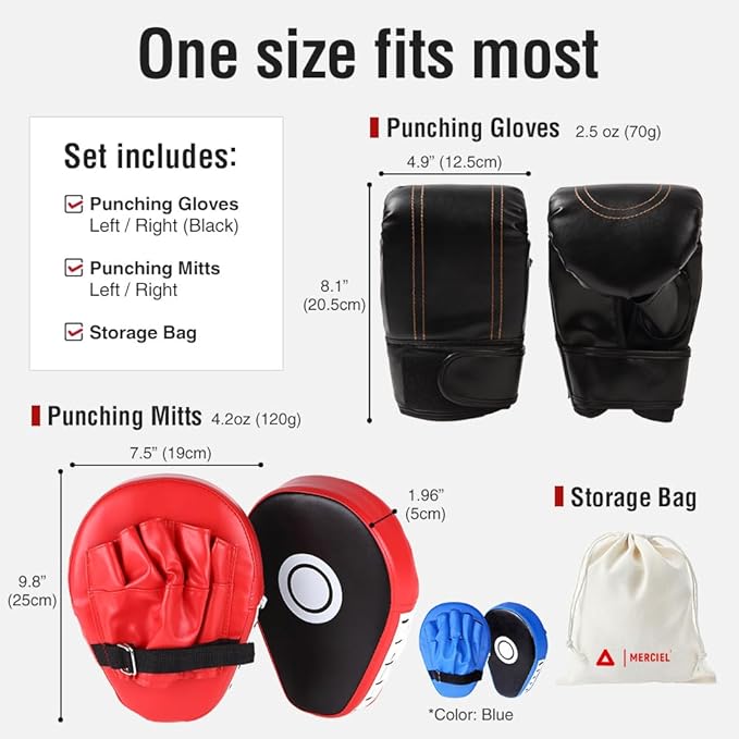 MERCIEL Pro Training Boxing Gloves and Boxing Punching Mitts for Adults – Comprehensive Boxing Set Adult Men and Women for Training, Muay Thai, MMA, Kickboxing, and Heavy Bag Work