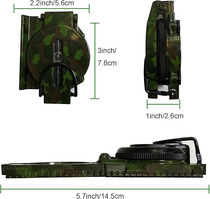 Military Compass, Camouflage Lensatic Sighting Compass for Hiking,