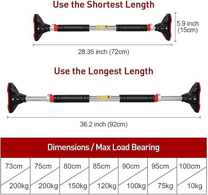 LADER Pull Up Bar for Doorway 440lbs (Black)