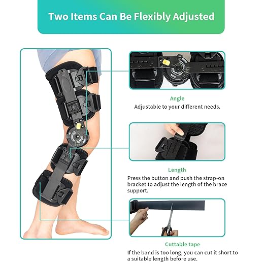 Hinged ROM Knee Brace, Post Op Knee Brace for Recovery Stabilization, ACL, MCL and PCL Injury, Adjustable Medical Orthopedic Support Stabilizer After Surgery, Women and Men,Left and Right Leg