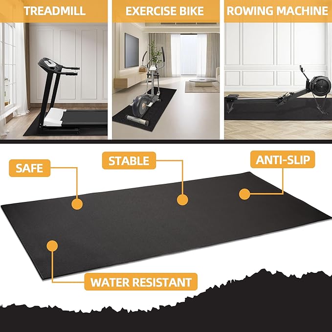 High Density Home Gym Treadmill Exercise Bike Equipment Mat 1/4" Thick,