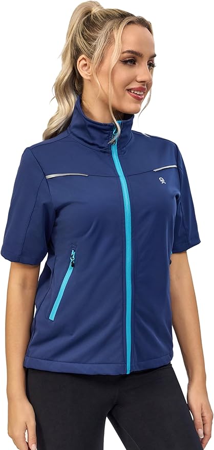 Little Donkey Andy Women's Short Sleeve Jacket Windproof Lightweight Vest for Golf Hiking Running