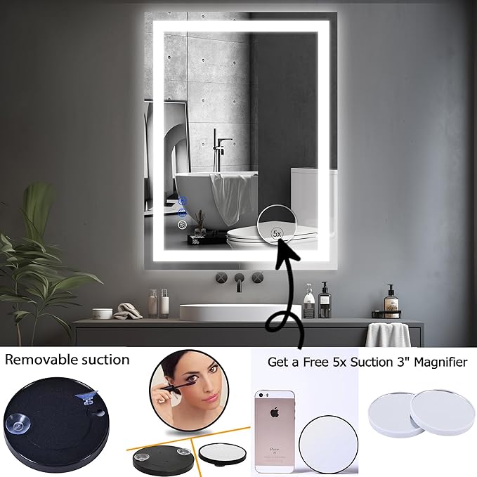 36x28In LED Bathroom Mirror with Lights Mirror
