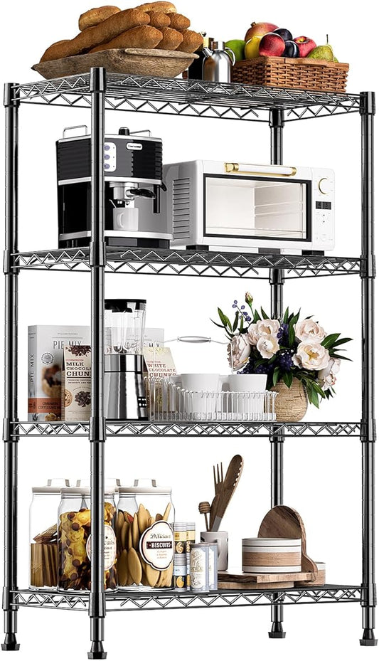 1000 lbs Storage Shelving Steel Heavy Duty 4-Tier Utility Shelving Unit Steel Organizer Wire Rack for Home,Kitchen,Office (13.7" D x 29.5" W x 47.2" H)