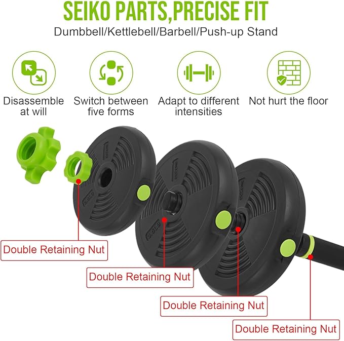 4-In-1 Adjustable Dumbbell Weights, Adjustable Dumbbell Set Used As Dumbbells, Barbells, Kettlebells and Push-Up for Home Gym, Round Head