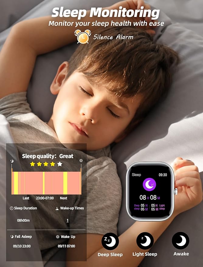Kids Smart Watch for Girls,IP68 Waterproof Kids Fitness Tracker Watch with 1.5 Inch DIY Face,Heart Rate Sleep Monitor,19 Sport Modes,Calories Counter,Alarm Clock,Great Gifts for Children 6+ (Black)
