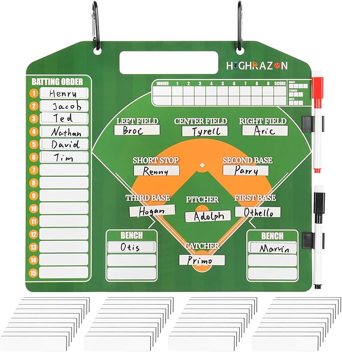 Magnetic Baseball Coach Clipboard 40 Lineup