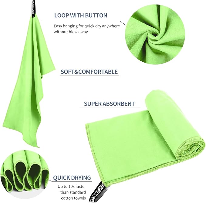 Microfiber Travel Towel (XL:30"×60" -Green)
