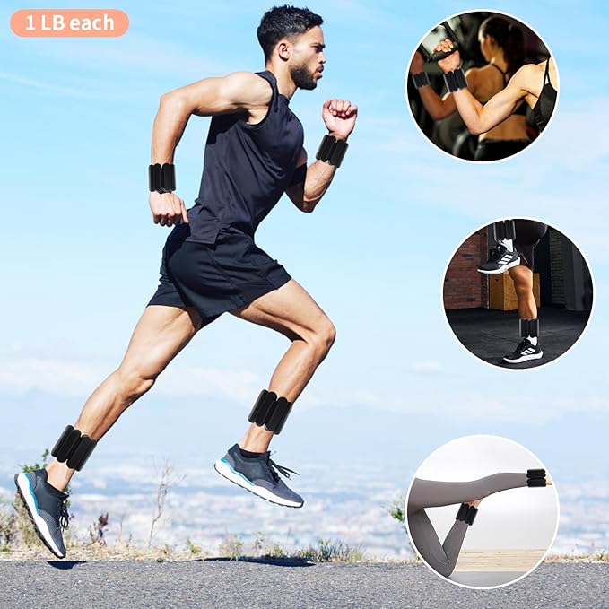 Adjustable Ankle Weights for Women Men Running,1 Pair (1Lbs Each)