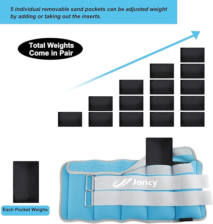 Adjustable Ankle Weights for Women Men Kids 1/2/3/4/5/6/8/10/12/20 1 Pair