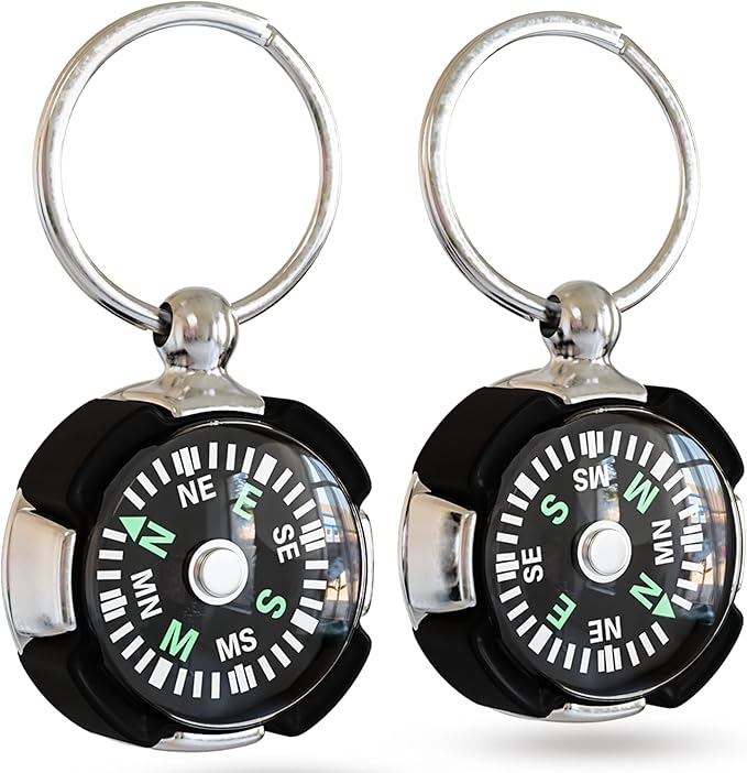 Mini Compass Keychain for Camping Climbing Hiking Traveling (2 Pack)