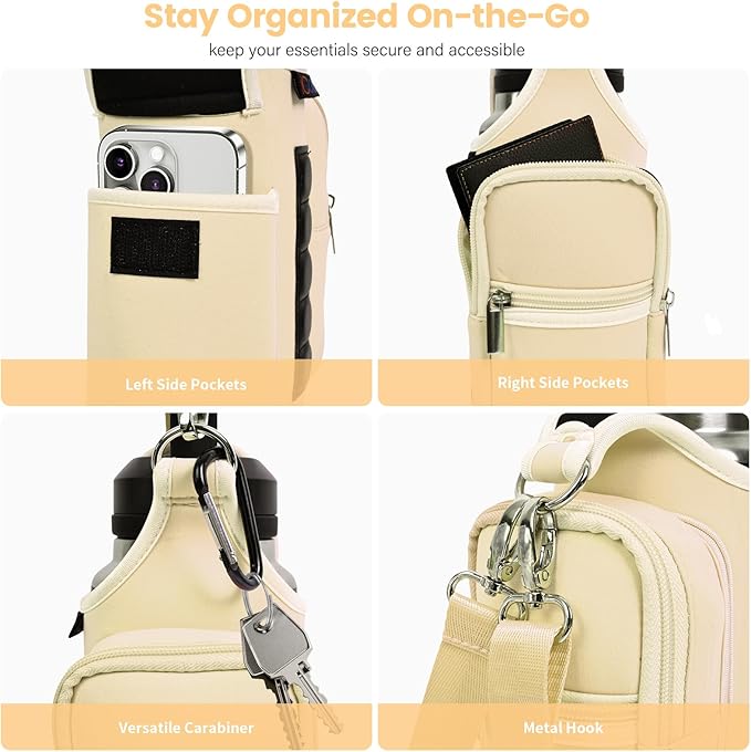 icolor Magnetic Gym Bag Water Bottle Carrier Holder with Phone Pockets & Shoulder Strap,5 Built-in Magnets Gym Bottle Pouch Sleeve,Magnetic Bag Gym Accessories Organizer for Men Women