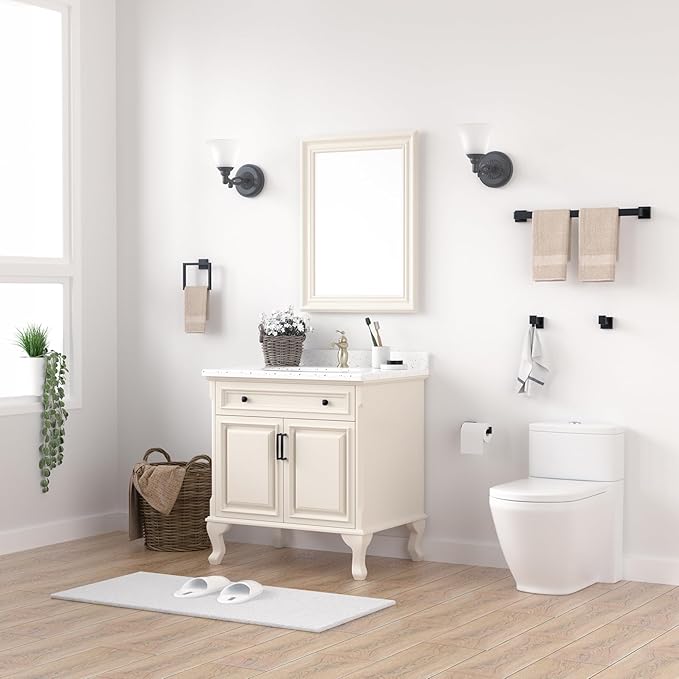 5-Pieces Matte Black Bathroom Accessories Set 23.6 Inch 304 Stainless