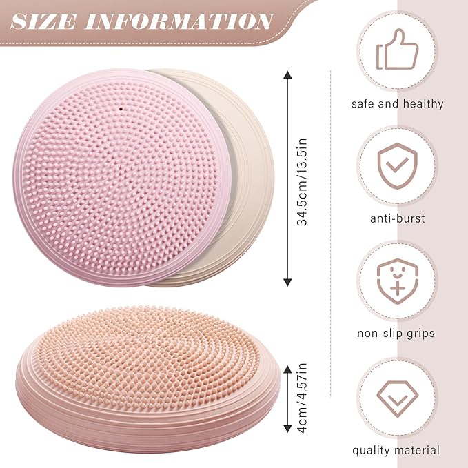 Libima 4 Pcs Wiggle Seat Inflated Wobble Cushion for Sensory Kid 13 Inches Balance Disc Flexible Seating for Classroom Sensory Pad for Chair Wiggle Cushion with Needle Pump