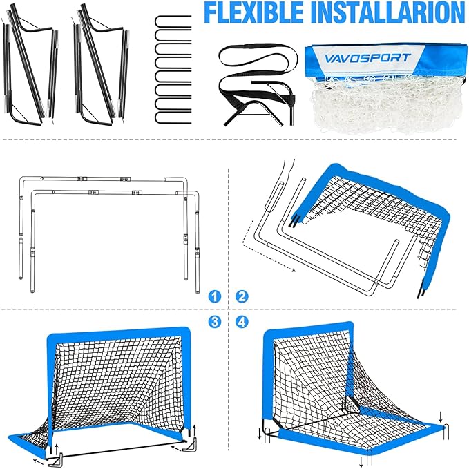 Kids Soccer Goals for Backyard Set - 2 4' x 3' Portable