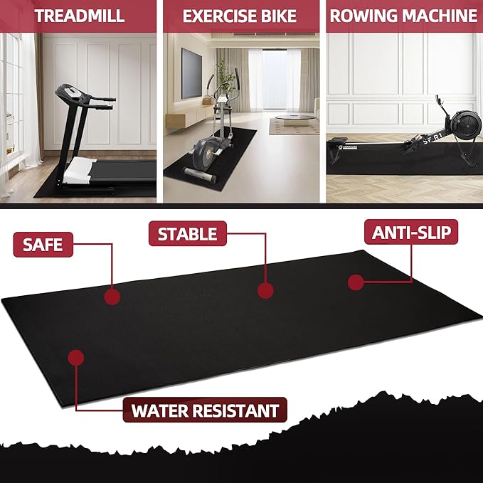 High Density Home Gym Treadmill Exercise Bike Equipment Mat 1/4" Thick,