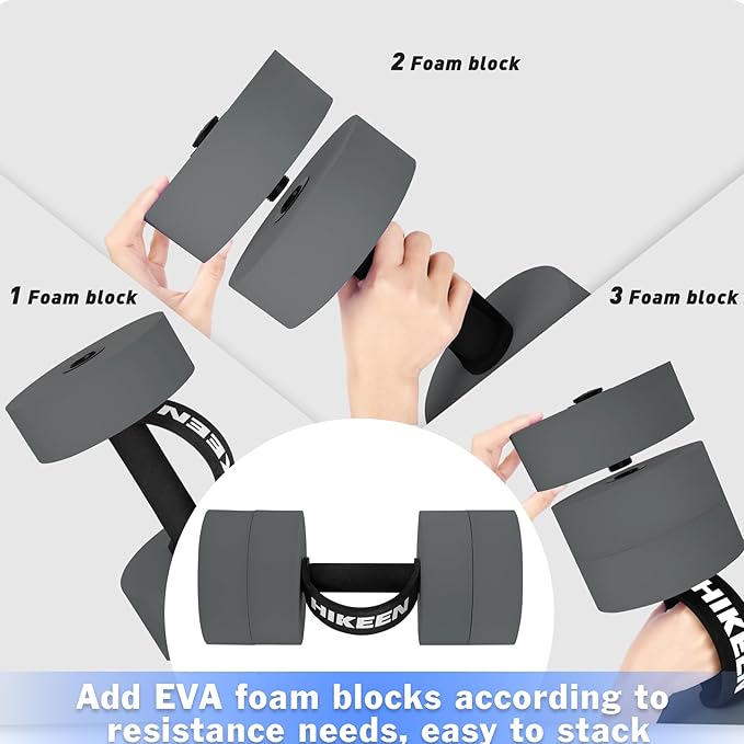Hikeen Aquatic Exercise Dumbbells Water Dumbbell Pool Resistance Aquatic Fitness Barbells with 4 High-Density EVA Foam Pool Weights Dumbbells, for Water Aerobics Weight Loss