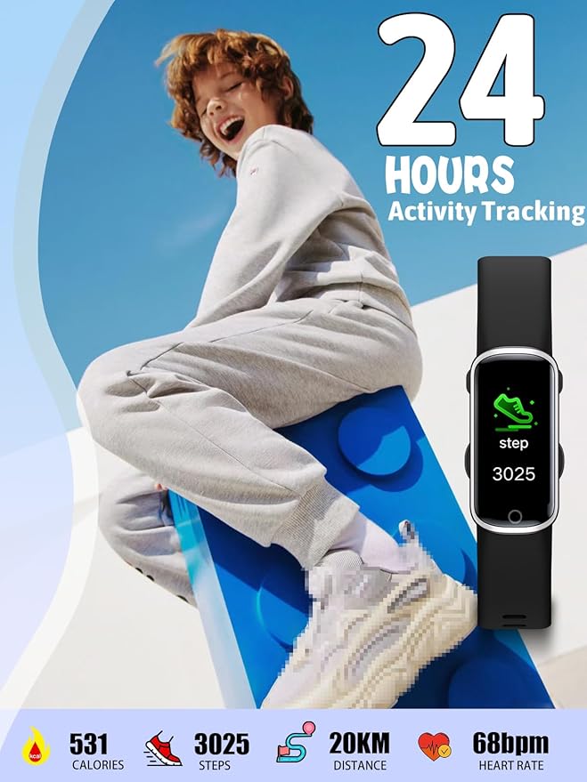 Kids Fitness Tracker,Fitness Watch Waterproof Activity Tracker with HeartRate and Sleep Monitor,Stopwatch,11 Sport Modes,Great Gifts for Girls Boys Kids Age 6-13 Years Olds