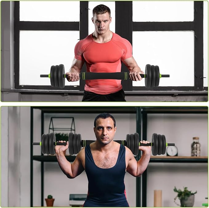 4-In-1 Adjustable Dumbbell Weights, Adjustable Dumbbell Set Used As Dumbbells, Barbells, Kettlebells and Push-Up for Home Gym, Round Head