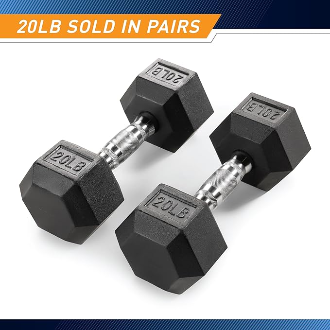 Marcy Rubber Hex Dumbbell Sold in Pairs - Available for 5lb - 20lb