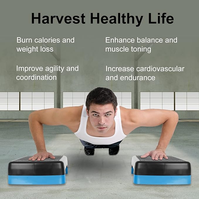 Height-Adjustable 4"-6" Step Aerobics Platform Fitness Equipment Stepper 2 Riser