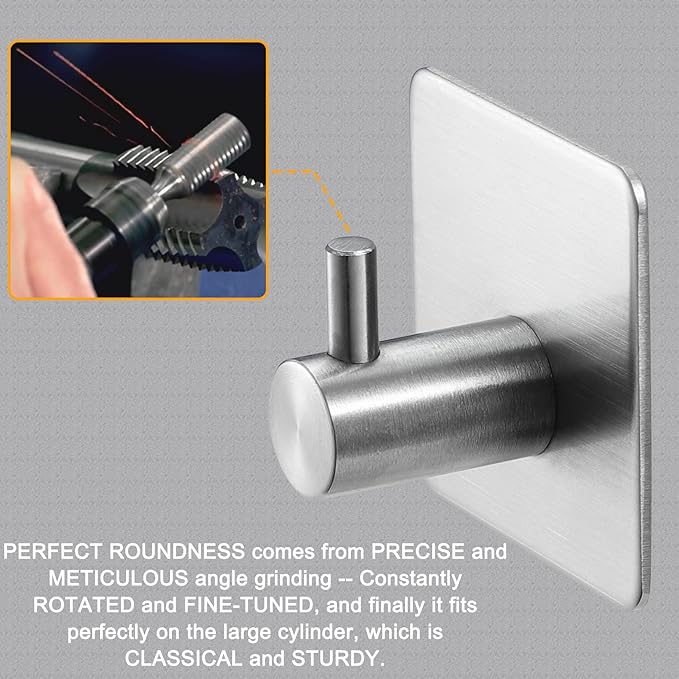Adhesive Towel Hooks - Self Adhesive Robe Hooks 304 Stainless