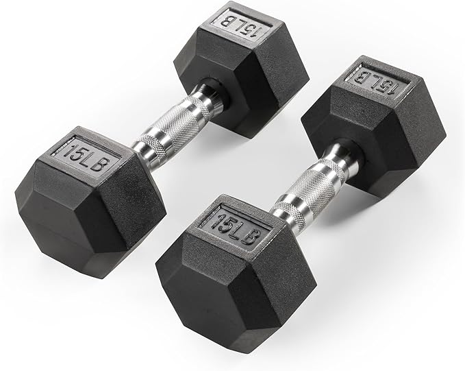Marcy Rubber Hex Dumbbell Sold in Pairs - Available for 5lb - 20lb
