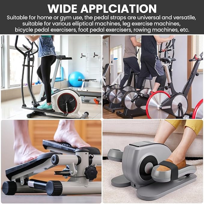 4 Pcs Ellipse Leg Exerciser Machine Pedal Straps, Adjustable Elliptical Trainer Straps for Under Desk, Elliptical Peddler Foot & Leg Training Strap for Fitness Home Sports Office Accessories