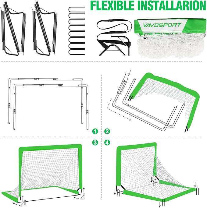 Kids Soccer Goals for Backyard Set - 2 4' x 3' Portable
